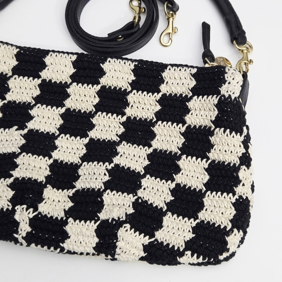 EXCELLENT CLARE V PETIT MOYEN MESSENGER BAG - CHECKER CROCHET - Picture 4 of 7